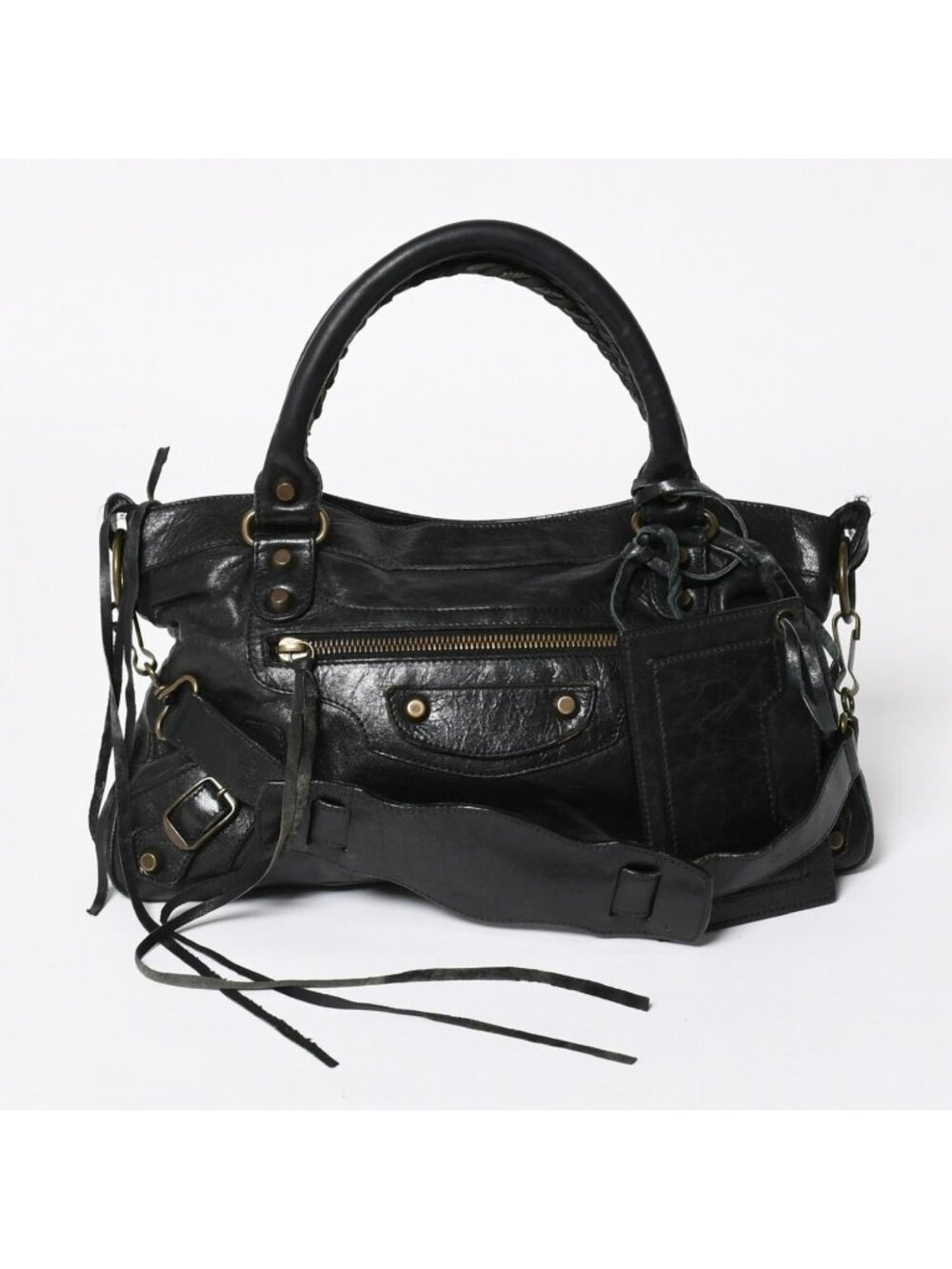 Balenciaga the First 2-Way Shoulder Bag Black Blanc
